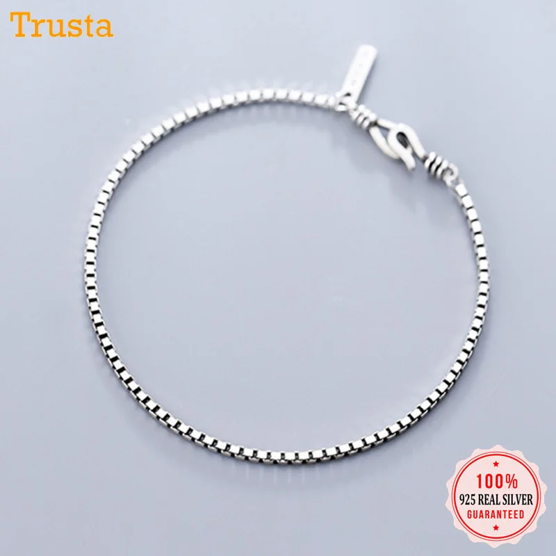 

Trustdavis 100% 925 Solid Sterling Silver Fashion Women Square Lattice Bracelet 17.8cm For Teen Girls Lady Gift Jewelry DA52