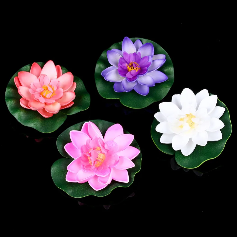 1Pcs 10cm Floating Artificial Eva Plastic Lotus Aquarium Fish Tank Pond