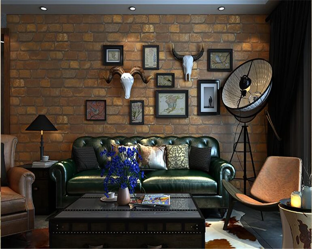 

beibehang fashion bricks pvc 3d wallpaper nostalgic culture personality stone sofa back restaurant bar papel de parede wallpaper