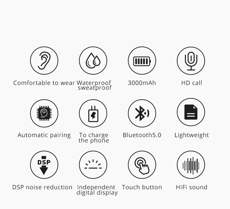 X10 TWS 5.0 Bluetooth 6D Stereo Earphone Wireless Earphones IPX7 Waterproof Earphones 3000mAh LED Smart Power Bank Phone Holder