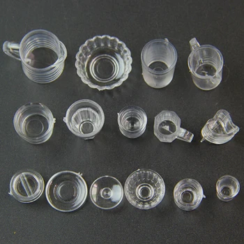 

15Pcs/Set 1:12 Scale Dollhouse Dish Bowl Plate Cup Set Kitchen Miniature Transparent Doll Food Tableware Accessories
