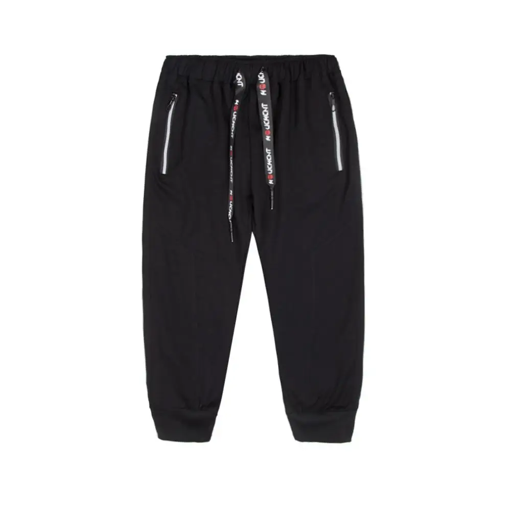 ASALI, мужские укороченные штаны, повседневные эластичные штаны для бодибилдинга, фитнеса, тренировок, обтягивающие спортивные штаны, 3/4, брюки для бега, штаны на молнии - Цвет: LK31 Black