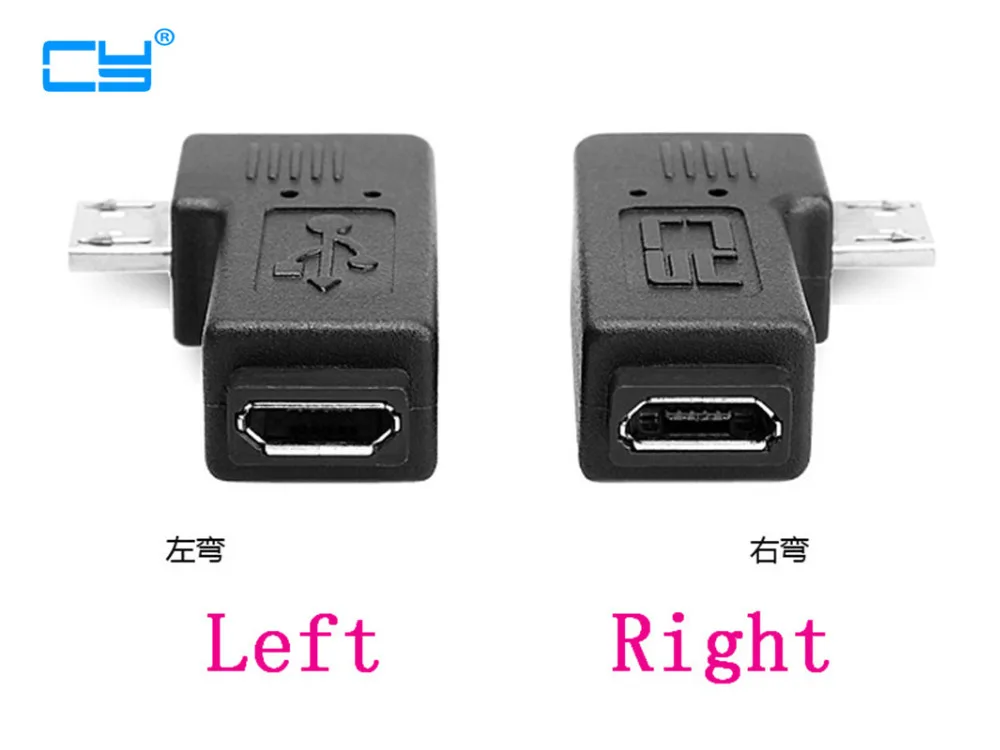 

6mm Long plug Connector 90 Degree Right & Left Angled Micro USB 2.0 5Pin Male to Female M to F Extension connector Adapter 1PCS