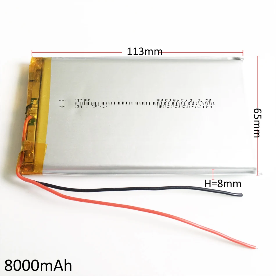 

3.7V 8000mah 8065113 Polymer Lithium Li-Po Rechargeable Battery For GPS PSP DVD PAD E-book tablet pc power bank video game