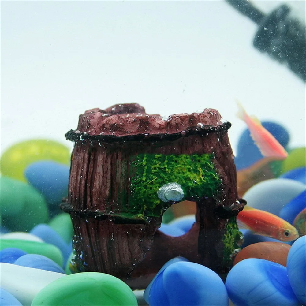 Aquarium Fish Tank Decorations Resin Crafts Mini Retro Barrel Reproduction House For Shrimps & Fishes