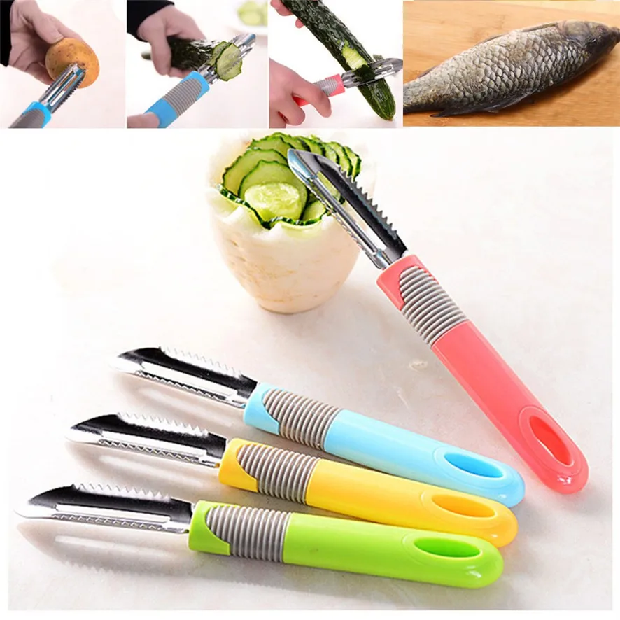 

2017 Fruit Slices Potatoes Apple Fish Scales Peeling Nife Multifunctional Peeler B775