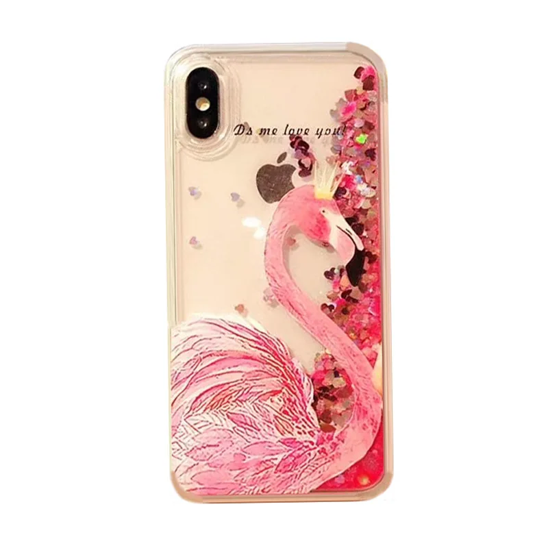 2018 Fashion Exquisite Shining Summer Flare Sequin Glitter Liquid Quicksand pink Flamigo Phone case For Iphone 6splus/7p/8p/X |