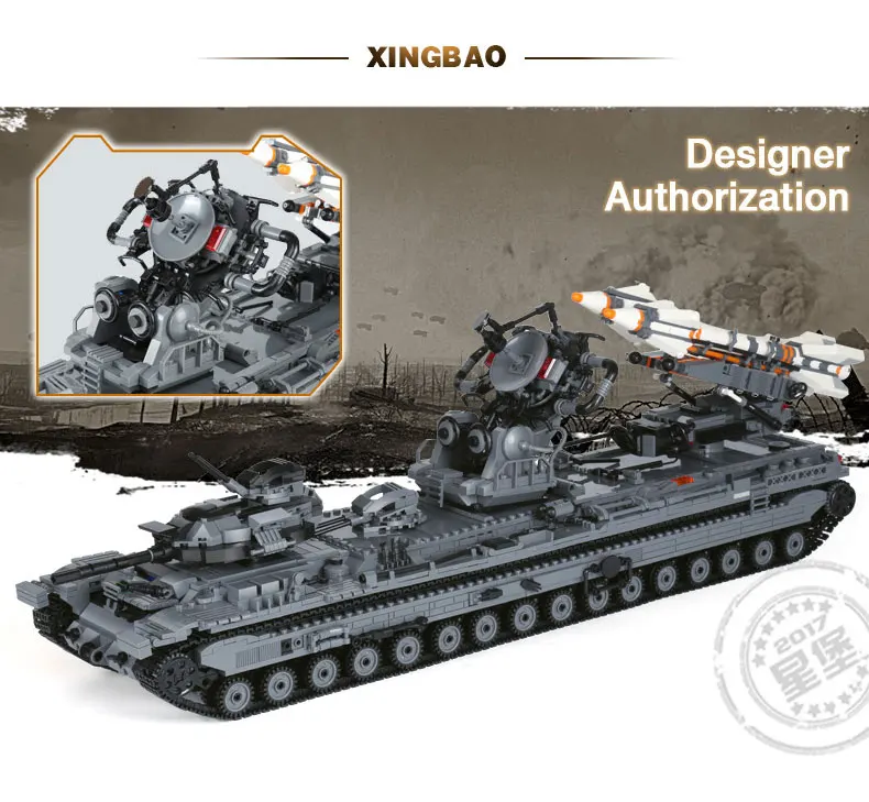 XingBao, 06006, креативный Военный Набор MOC, KV-2, танк, набор, детские развивающие строительные блоки, кирпичи, сделай сам, игрушки, подарки на день рождения