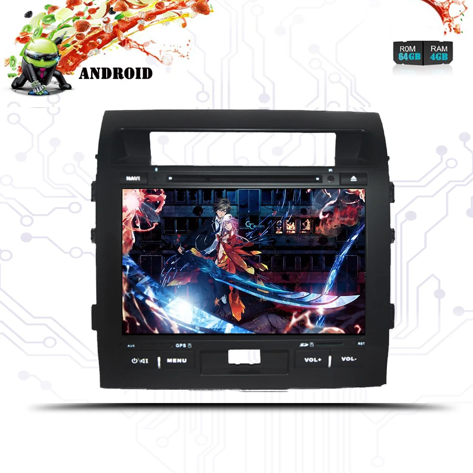 Excellent Autoradio 4GB RAM+64GB ROM Android 9.0 car dvd player fit for toyota land cruiser lc200 2008-2015 gps tape recorder Stereo Audio 1