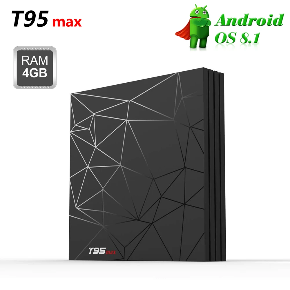 

T95 MAX 4GB RAM 64GB ROM Smart Android 8.1 TV Box Allwinner H6 Quad Core H.265 4K HDR Set Top Box USB 3.0 2.4G WiFi Media Player
