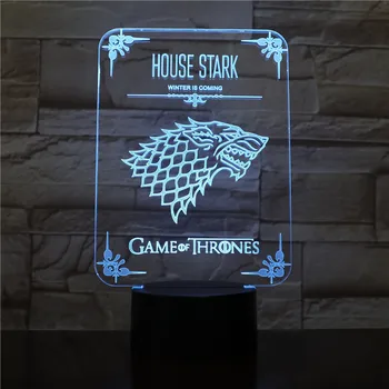 

House Stark Desk lamp bedside Touch Sensor 7 Color Changing Child Kid Gift Winter is Coming Game of Thrones LED Night Light Wolf