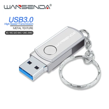 

New WANSENDA Usb 3.0 Key Chain USB Flash Drive Rotating Pen Drive 8GB 16GB 32GB 64GB 128GB 256GB Pendrive USB Memory Stick