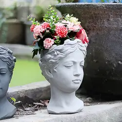 Греческий статуэтку богини украшения 8 цветов творческий портрет цветочный горшок ретро книги по искусству ваза цементная голова
