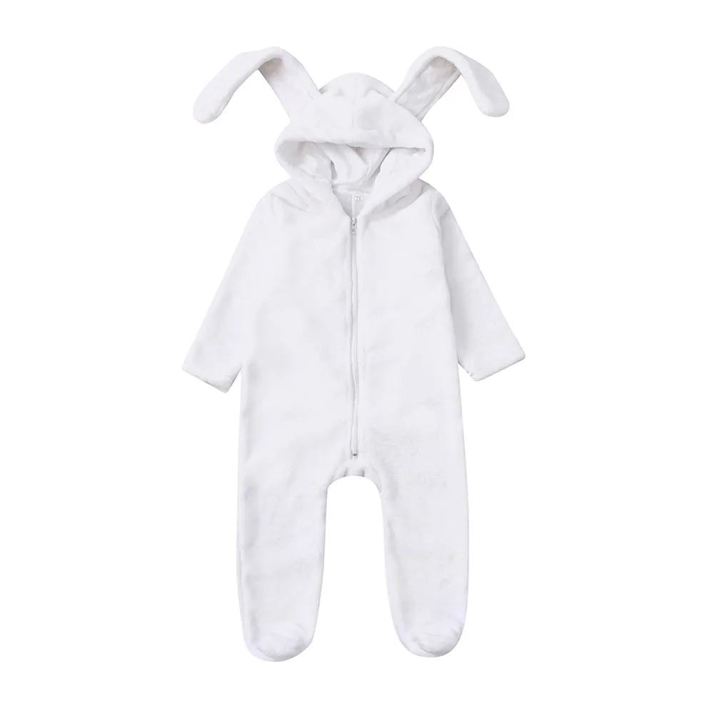 Милый комбинезон для новорожденных в Корейском стиле; Kawaii; теплый комбинезон с капюшоном и ушками кролика для маленьких мальчиков и девочек; одежда унисекс; newk tulum