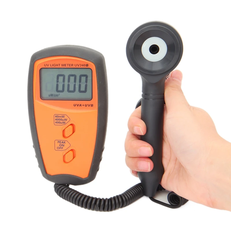 Portable UV Light Meter UV Radiometers LCD Display UVA UVB Measure Tools UV340B UV Detector Spectrum 280nm-380nm Peak Value Hold afbeelding