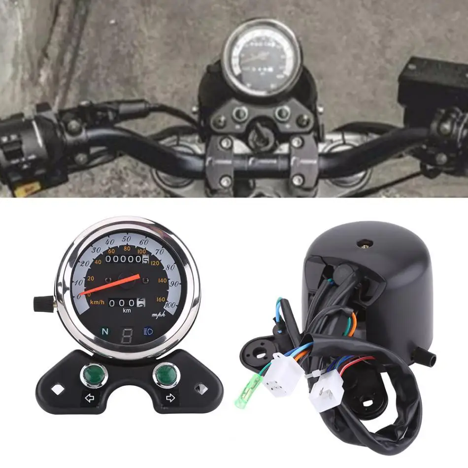 

Motorcycle Universal Dual Odometer Speedometer Motorcycle Cafe Racer Speedometer Odometer Gauge 0-160km/h Instrument