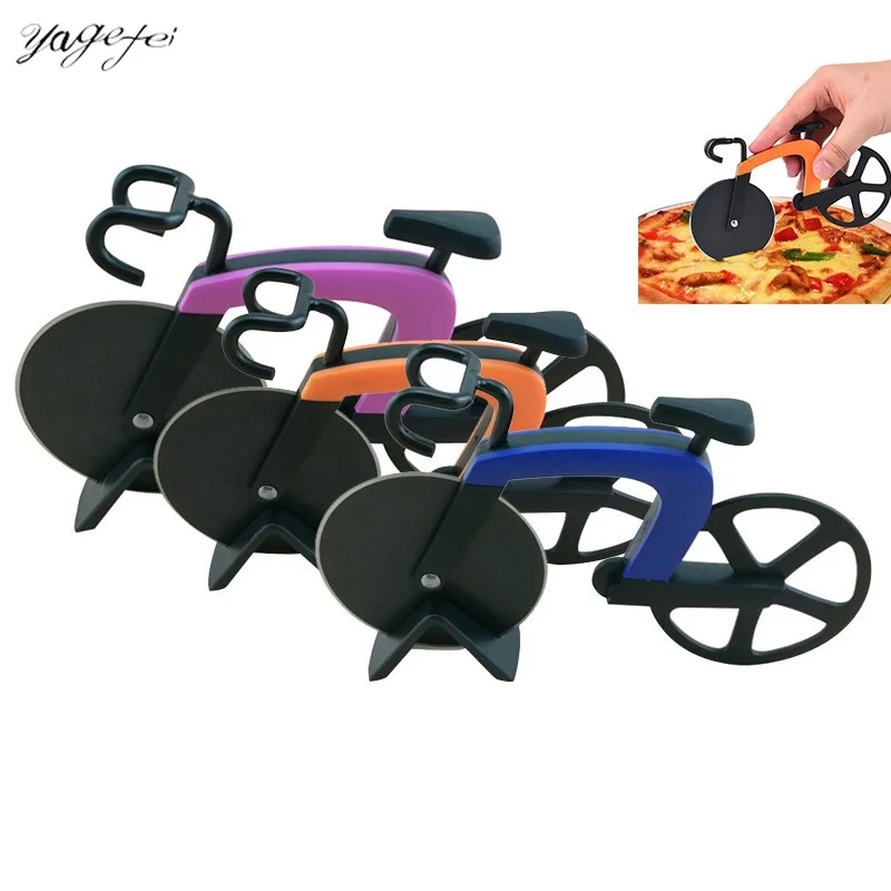 

New Stainless Steel Pizza Cutter Bicycle Roller Cutter Creative Bike Round Wheel Pizza Cutter Pizza Accessories Cooking Tools