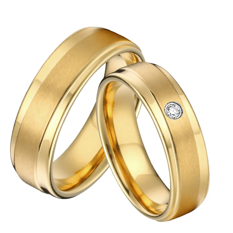 Unqiue Wedding Band Couple Rings Gold color Promise Mens Jewelry Alliance Anniversary Engagement Rings for women (1)
