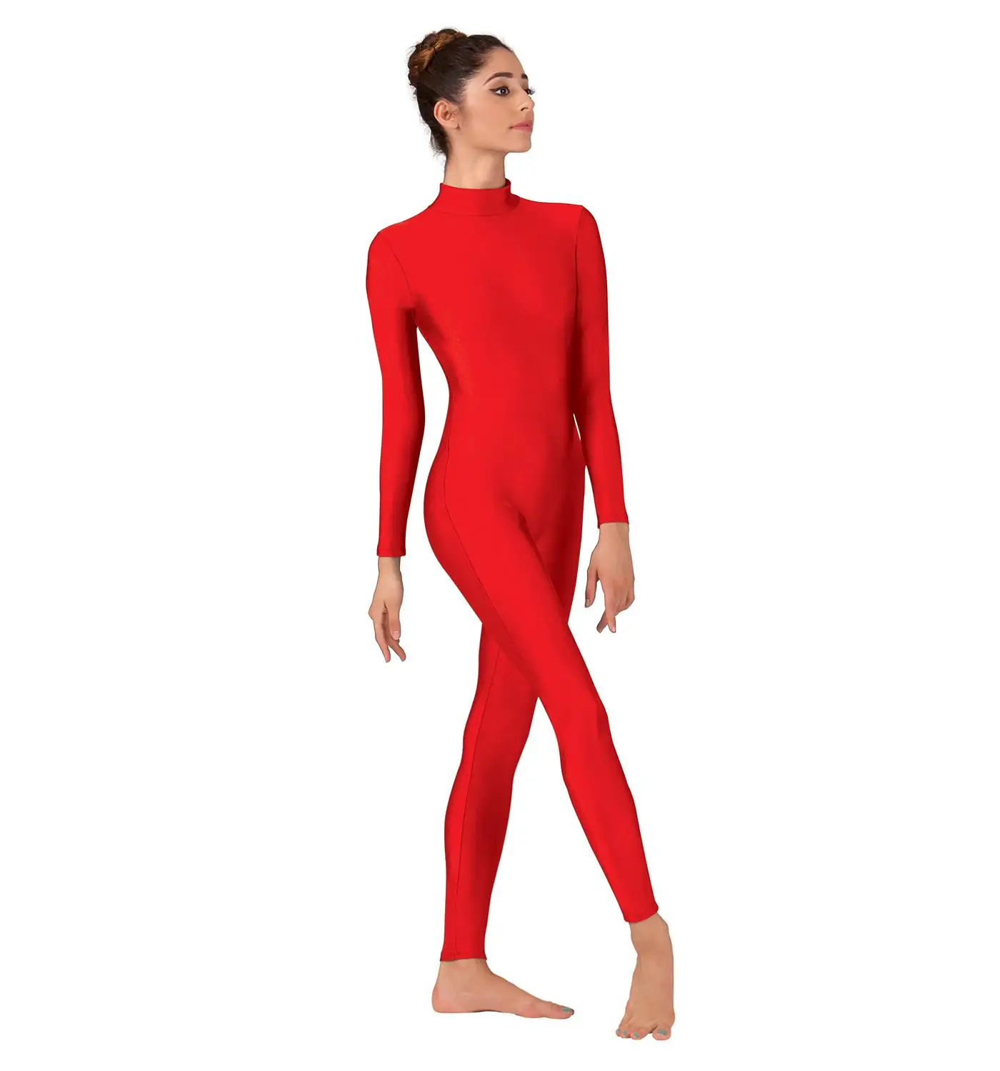 Мужская Одежда для танцев для взрослых, Одежда для танцев, черная, с длинным рукавом, на молнии, одежда для занятий гимнастикой, боди из лайкры и спандекса, костюмы Zentai - Цвет: Red
