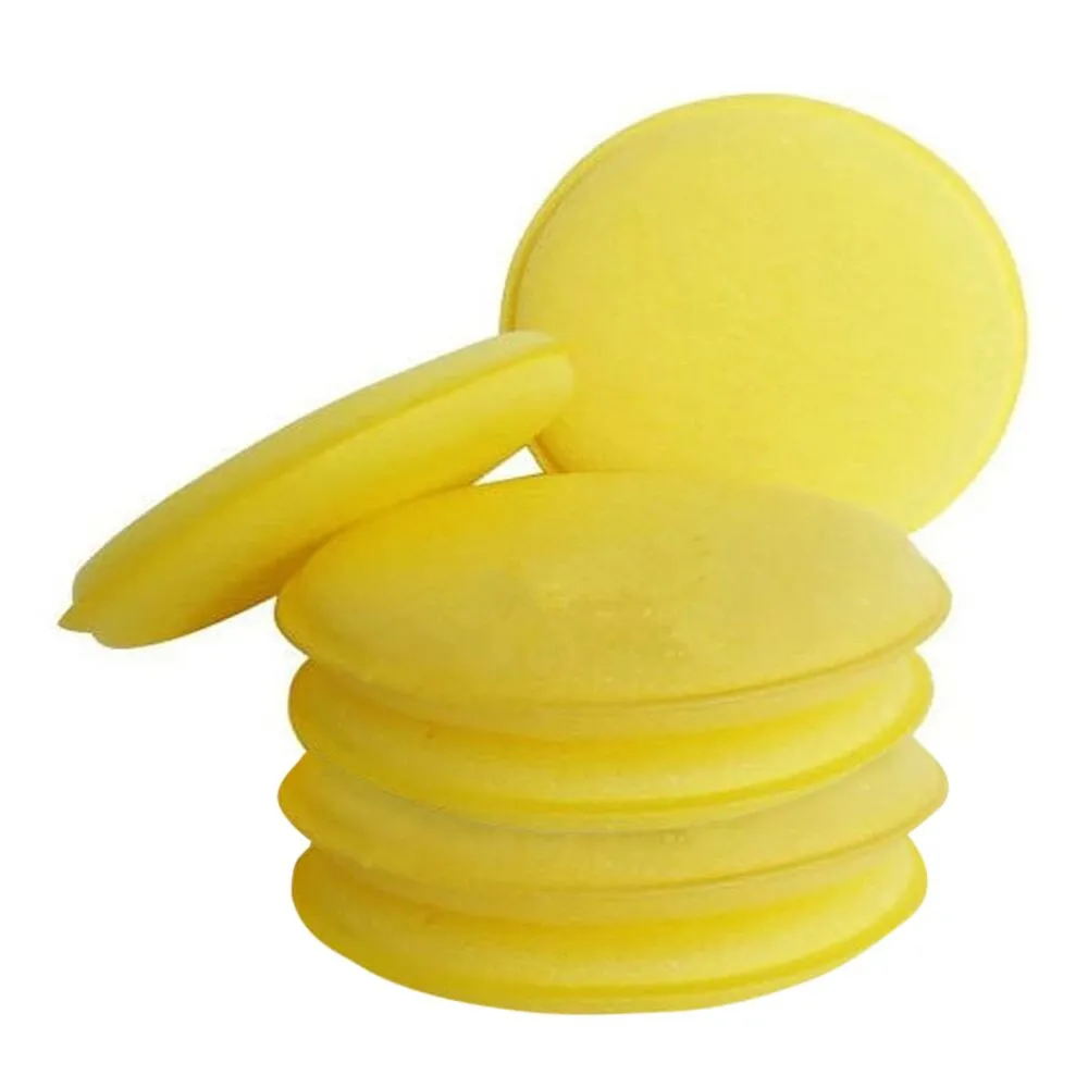 

6 pieces waxing small round sponge car polish foam waxing applicator cleaning detail pad 19Mar19