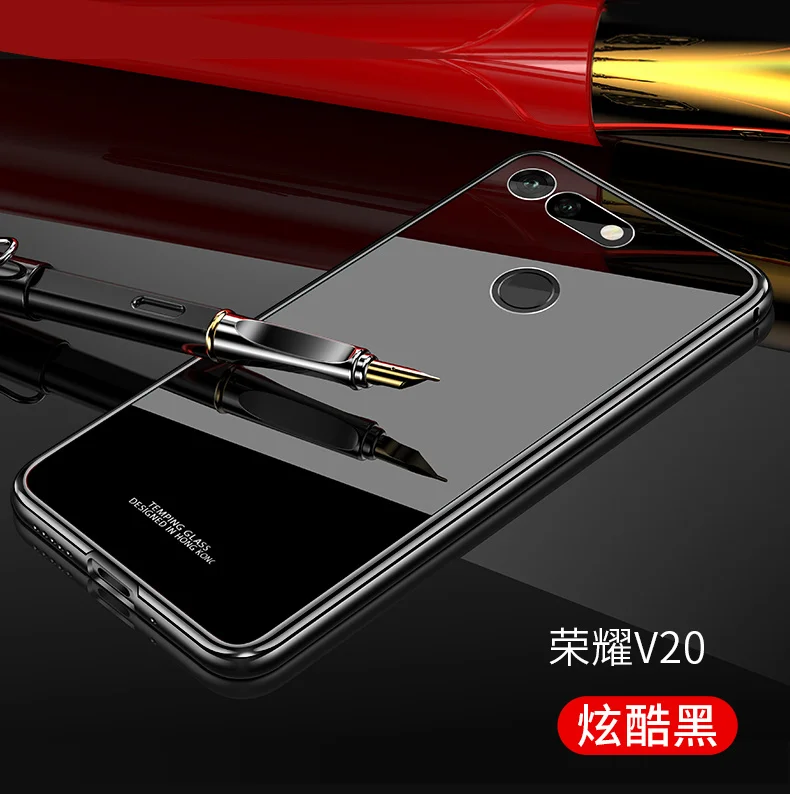 Для huawei honor View 20 V20 чехол Роскошный Алюминиевый металлический бампер для huawei honor V20 прозрачный стеклянный чехол для honor v20 чехол - Цвет: 2