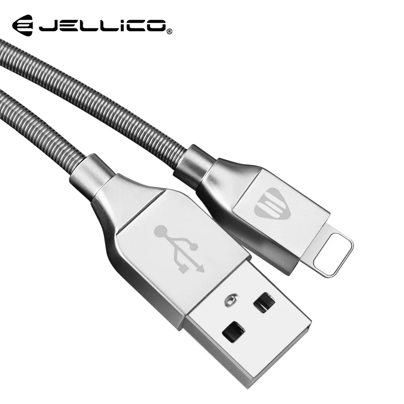 Роскошный Металлический Плетеный usb кабель Jellico для iPhone X XS Max XR 2.4A быстрой зарядки