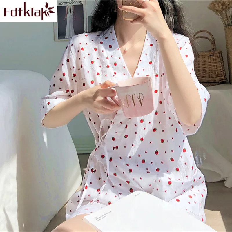 

Fdfklak Summer sweet home clothes short sleeve cotton pajamas women sleepwear set casual women's pijama cute female pyjamas