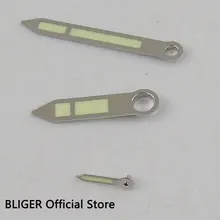 Роскошные BLIGER зеленый цвет серебряный край 316L нержавеющая сталь светящиеся часы руки fit 6497 6498 ST3600 3620 движение HS3