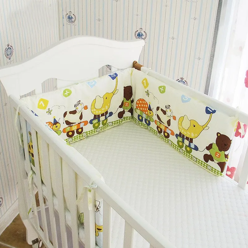 

Cute Cartoon Style Baby Bed Thicken Bumpers One-piece Crib Around Cushion Cot Protector Pillows 10 Colors Newborns Room Decor