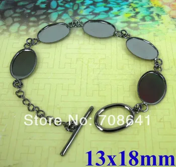 

Blank Bracelets Settings Bases w/ 13x18mm Inner Oval Bezel trays Glass Cabochon Bangle Bracelets Findings Gunmetal Black tone
