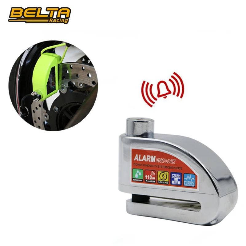 

New Universal Chrome Zinc Alloy Motorcycle Moto Scooter Bicycle Security Anti-Theft Brake Disc Alarm Lock KSS-L101 Chrome