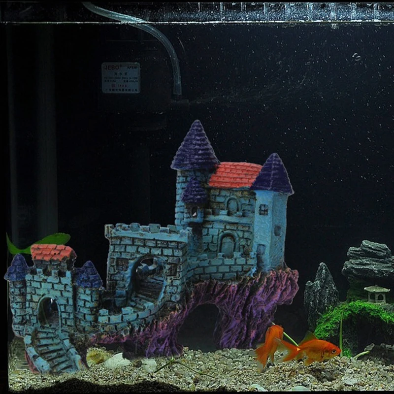 Beautiful Aquarium Decoration Ornament Ancient Castle Resin Background For Fish Tank Aquarium Accessories Live Fish Hide House1