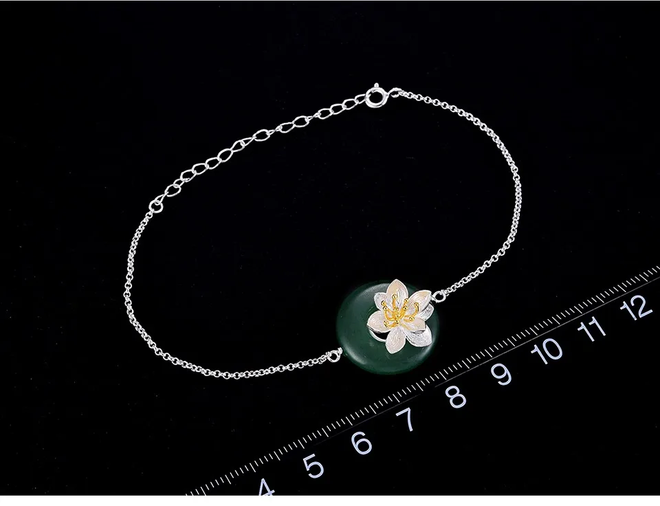 Lotus Fun реальные 925 серебро натуральные камни творческий ручной Fine Jewelry лотоса шепчет браслет для женщин brincos