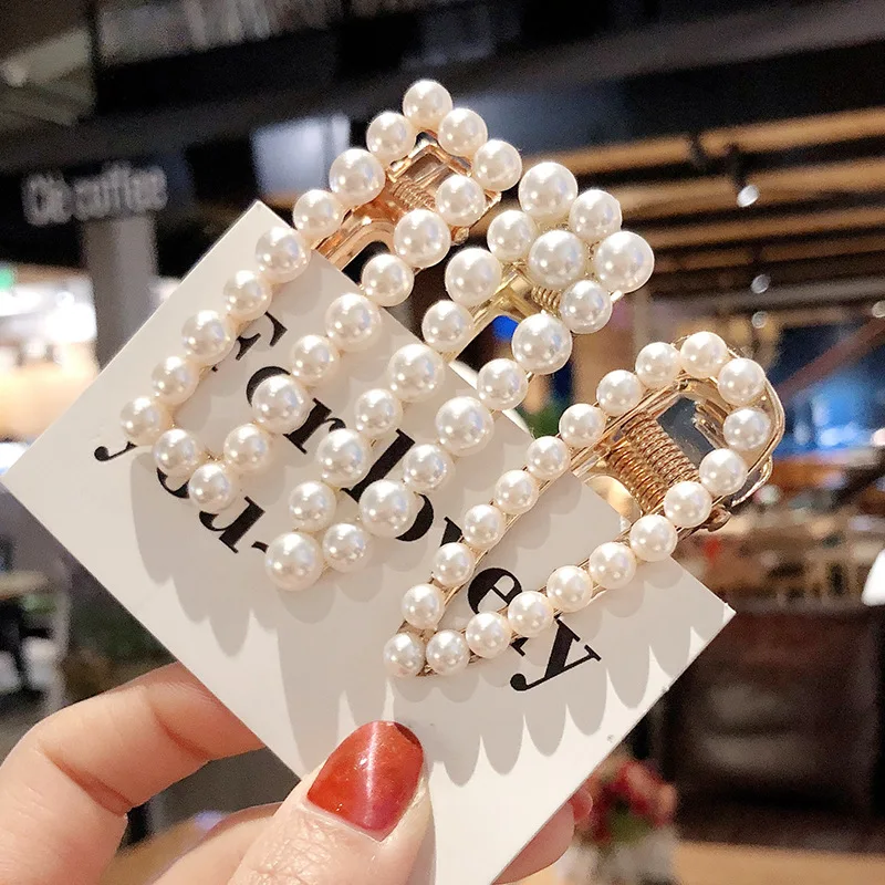 

1pcs Pearl Metal Hair Clip Hairband for Women Elegant Korean Design Snap Barrette Hairpin Headdress Hair Accessories Hairpin