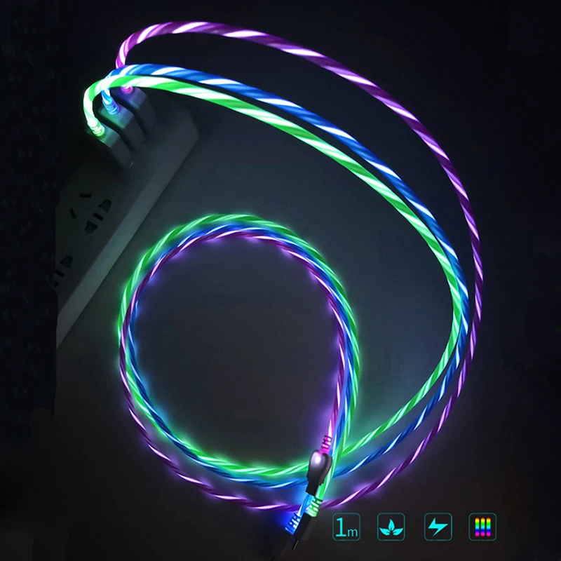 Новый светодиодный USB кабель вспышка линия передачи данных зарядное устройство