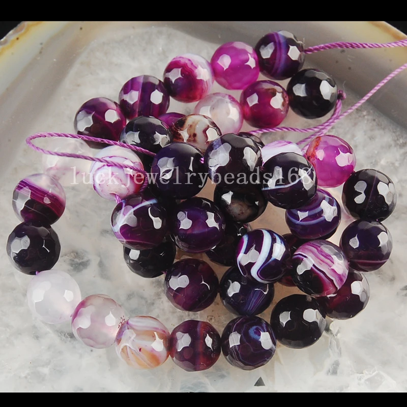 

Бесплатная доставка 8 мм Красивые фиолетовые граненые шарики FG6412