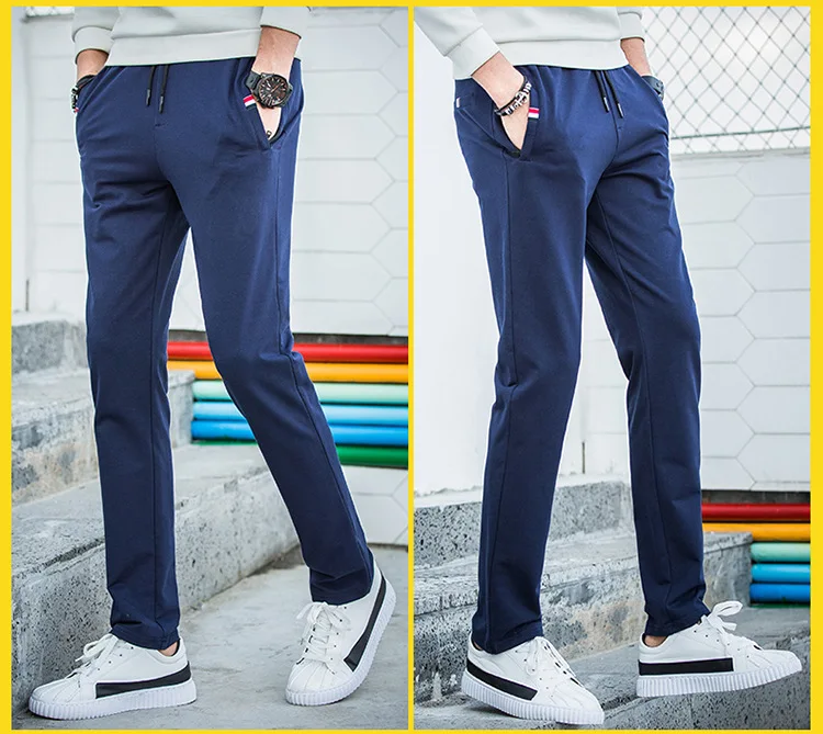New Spring Knitted Cotton Pants Training Baseball Pants Men With Pocket Jogging Trousers Fitness Workout Running Sport Pants 5