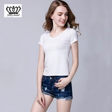 Модный высококачественный круглый 5 цветов 2 шт короткий комплект Женская хлопковая Базовая футболка женская летняя женская белая