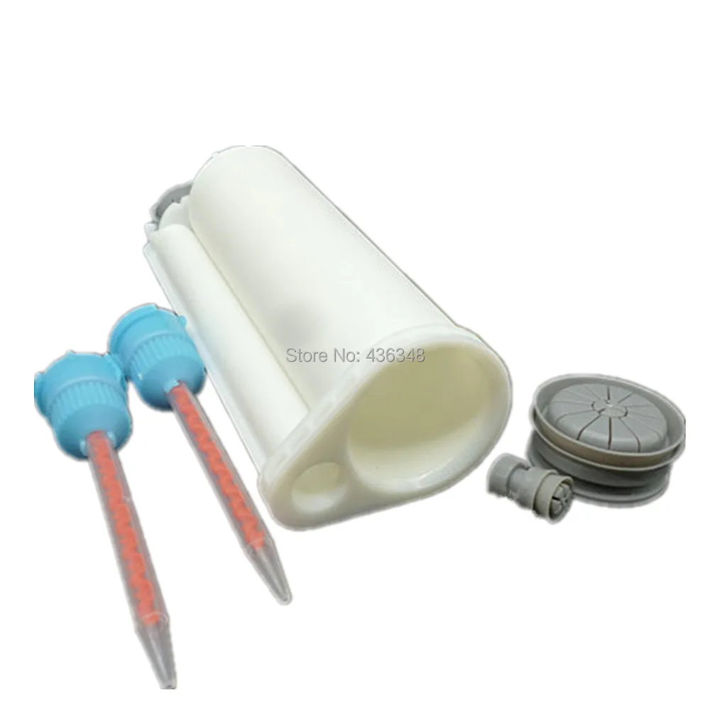 

10:1 50ml AB Glue Cartridge Manual Dispense Gun Cartridge Tube Disposable Epoxy Resin Dual Glue Cartridge with 2pc Mixing Nozzle