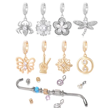 

10Pcs/lot Floating Endless Charm Brass with CZ Stone 7.5MM Dangle Charm For DIY Bracelet Jewelry Making VC-010*10