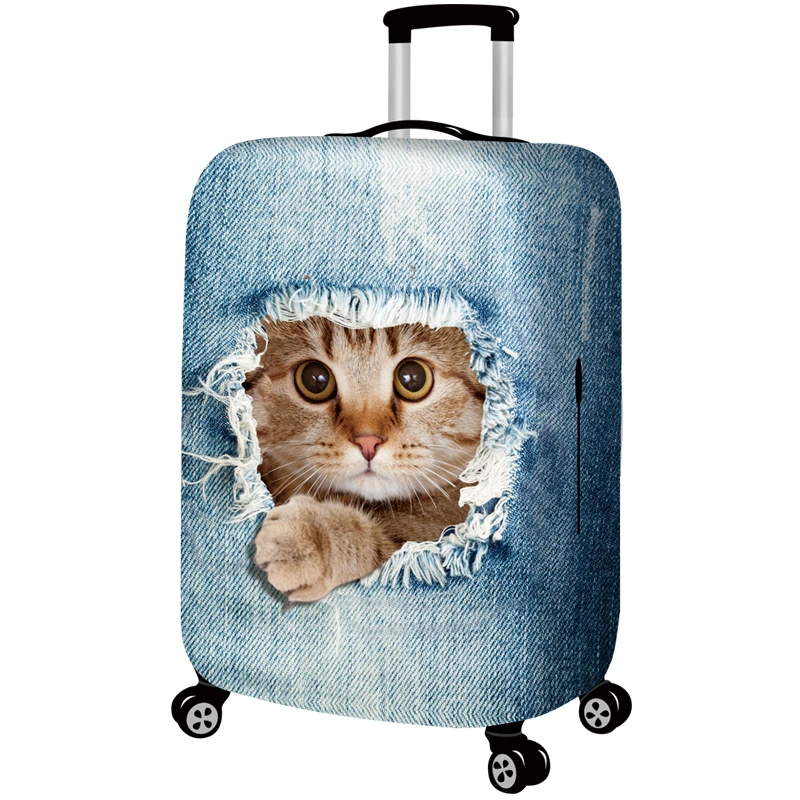 JULY'S SONG Cute Animal 3D Pattern Travel Luggage Protection Cover 18-32 Inch Suitcase Elastic Case Covers Trolley Dust Cover