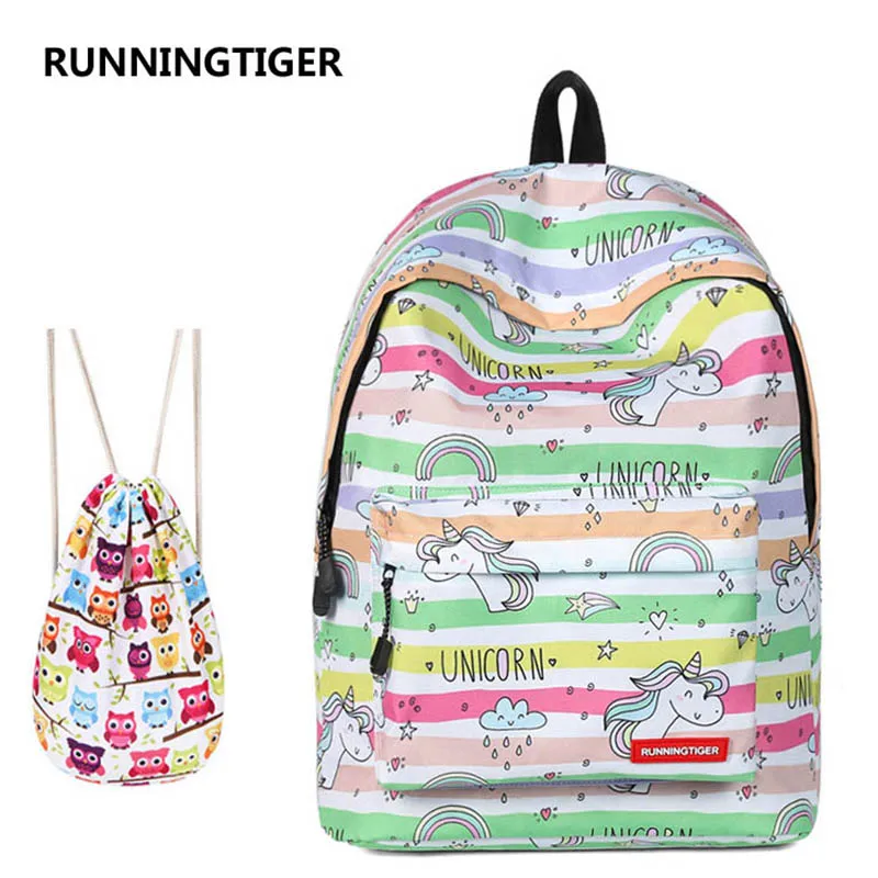 New Brand Unicorn Print School Backpacks For Girls Kids Elementary