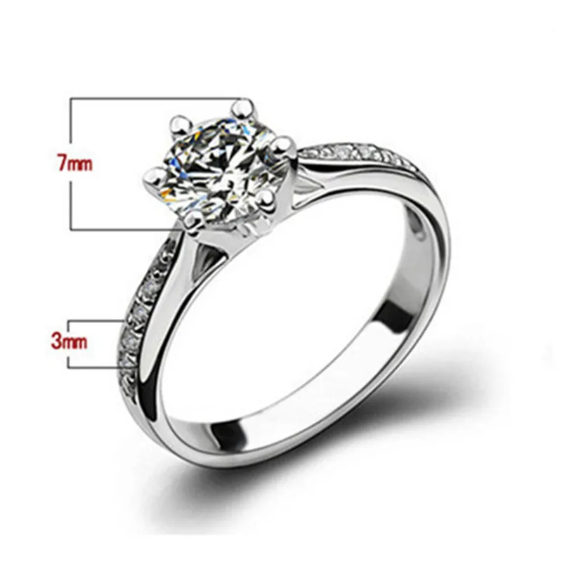 Silver Rings CC Jewelry Rings For Women Silver Plated Bridal Wedding Zirconia Round Stone Ring Bijoux Femme Engagement Anel CC1455