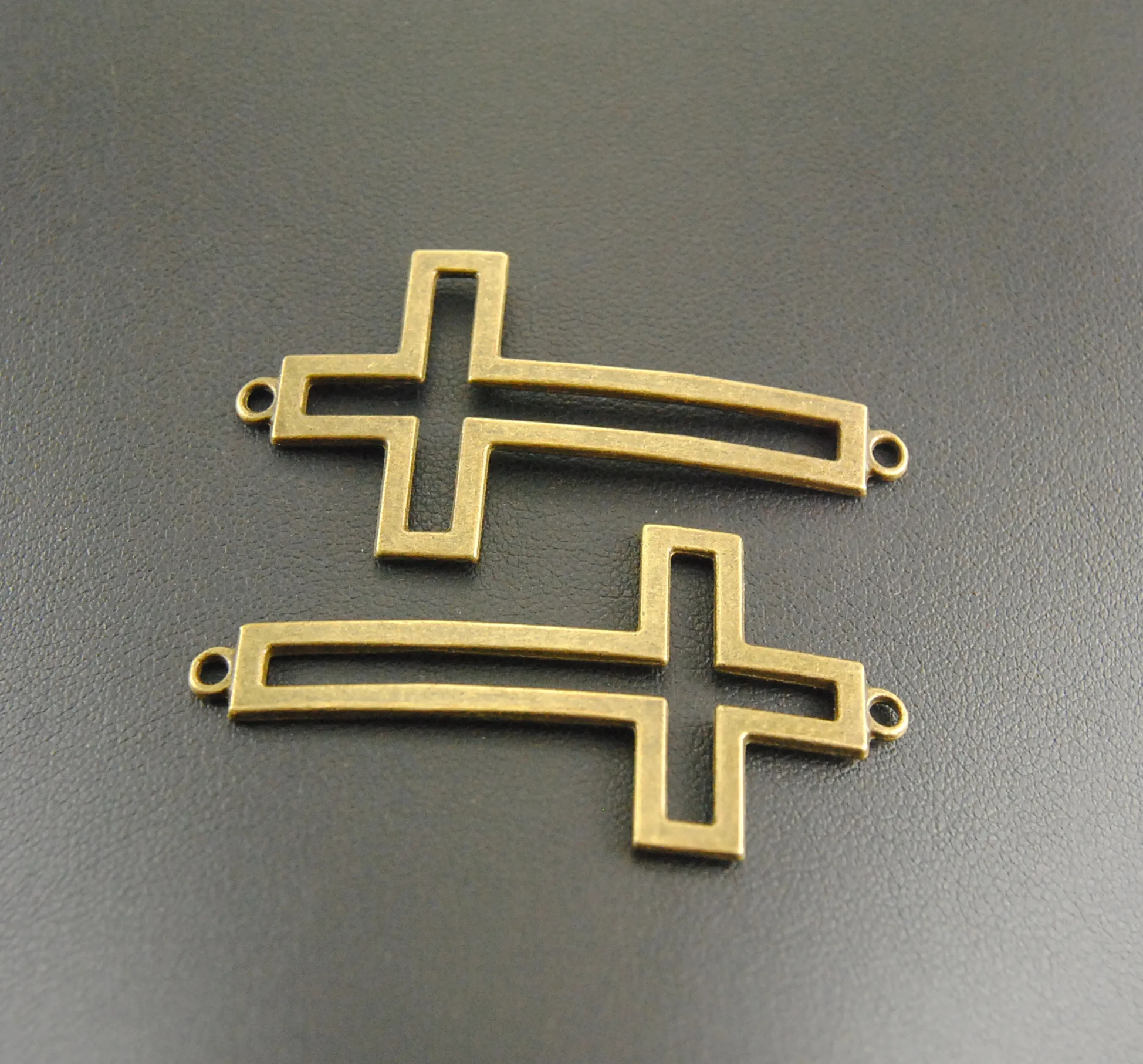 5pcs Antique Bronze Sideways Cross Connector Charms Jewelry Making DIY