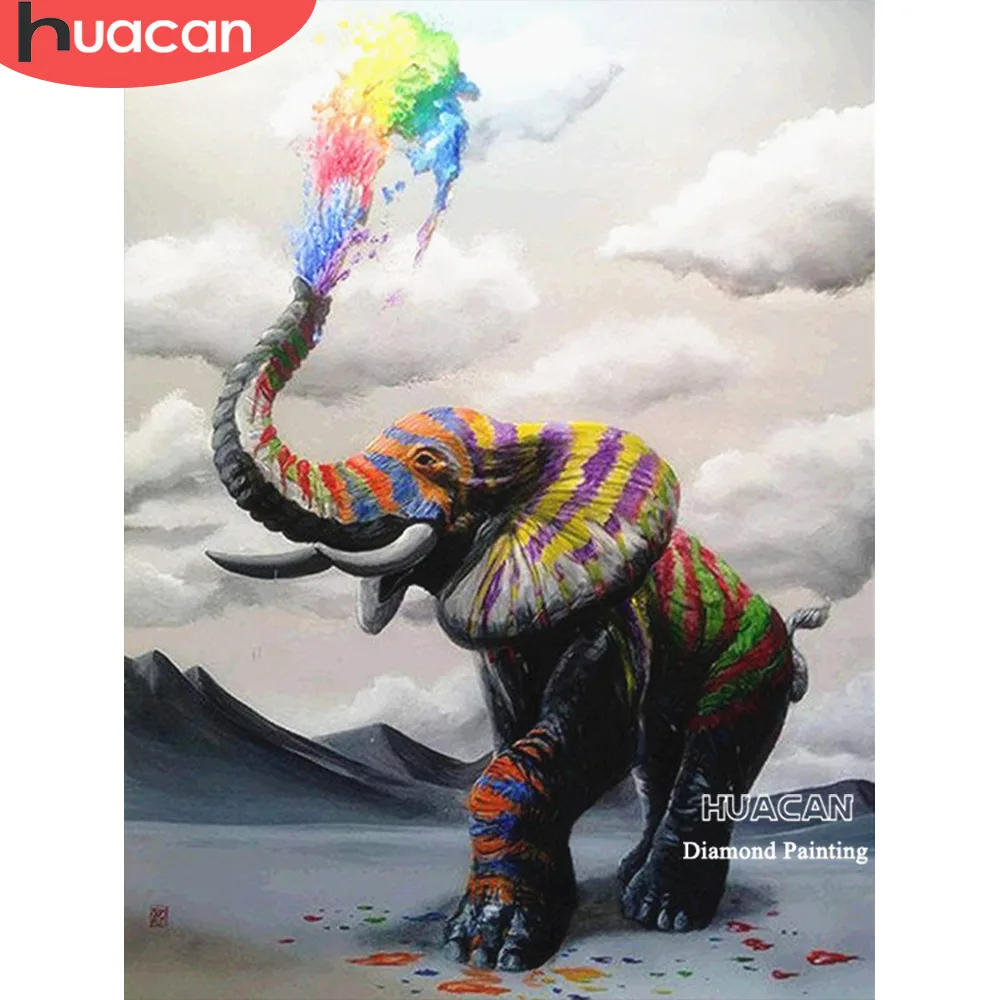 

HUACAN Diamond Embroidery Painting Elephant 5d Diamond Mosaic Animal DIY Diamond Painting Kit Decoration Home Rhinestone