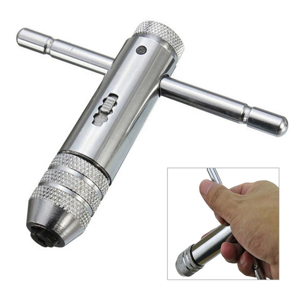 

Adjustable M3-M8 T-Handle Ratchet Tap Wrench Machinist Tool Reversion With Screw Tap New