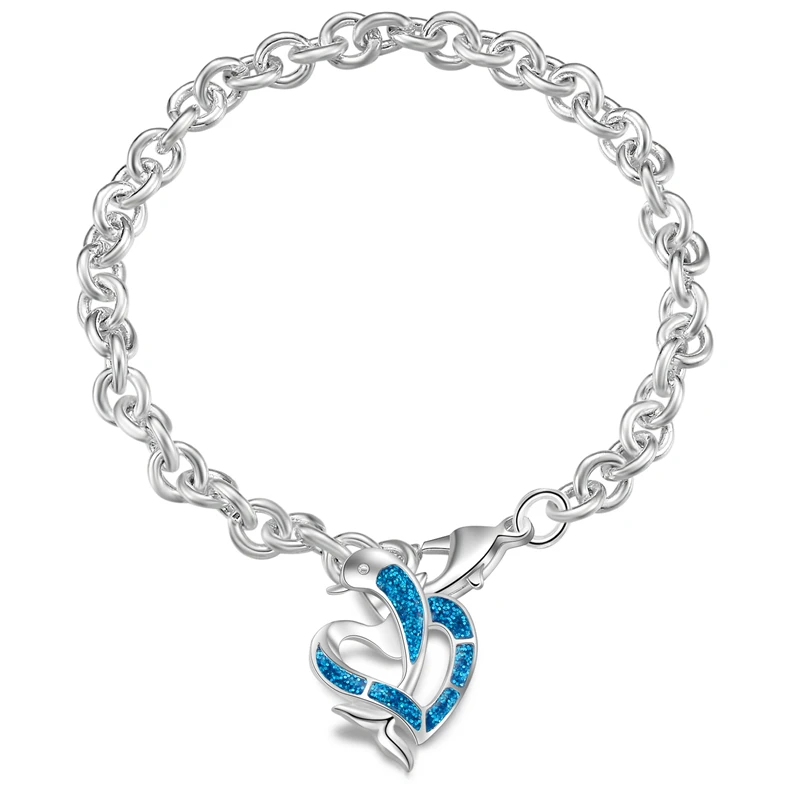 Шарм Летний Дельфин браслет с черепахами синий опал серебряный цвет ручной цепи пляж женский ювелирный браслет Bijoux - Окраска металла: NO.10