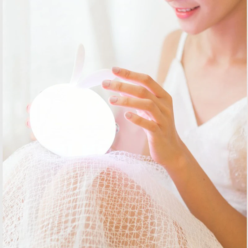  Bunny Night Light Nightlight Led Rechargeable Rabbit Night Lamp for Kids Children-White - 32856578690