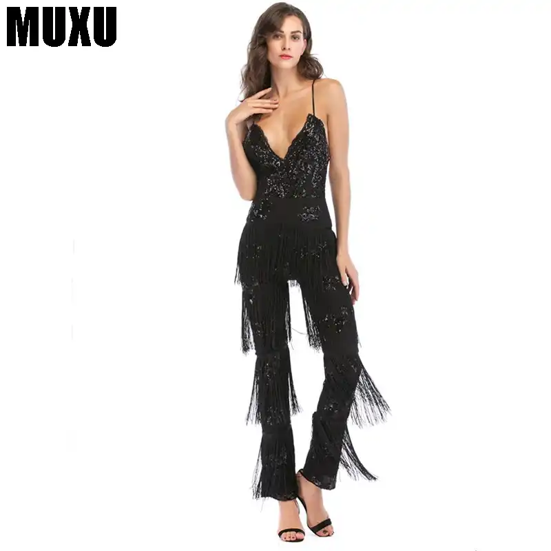 black backless jumpsuit