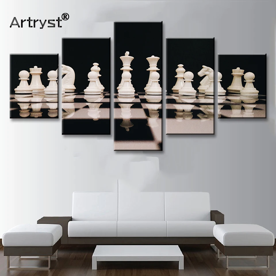 Artryst Современная 5 шт. холст Художественная живопись шахматная игра 4K плакат HD